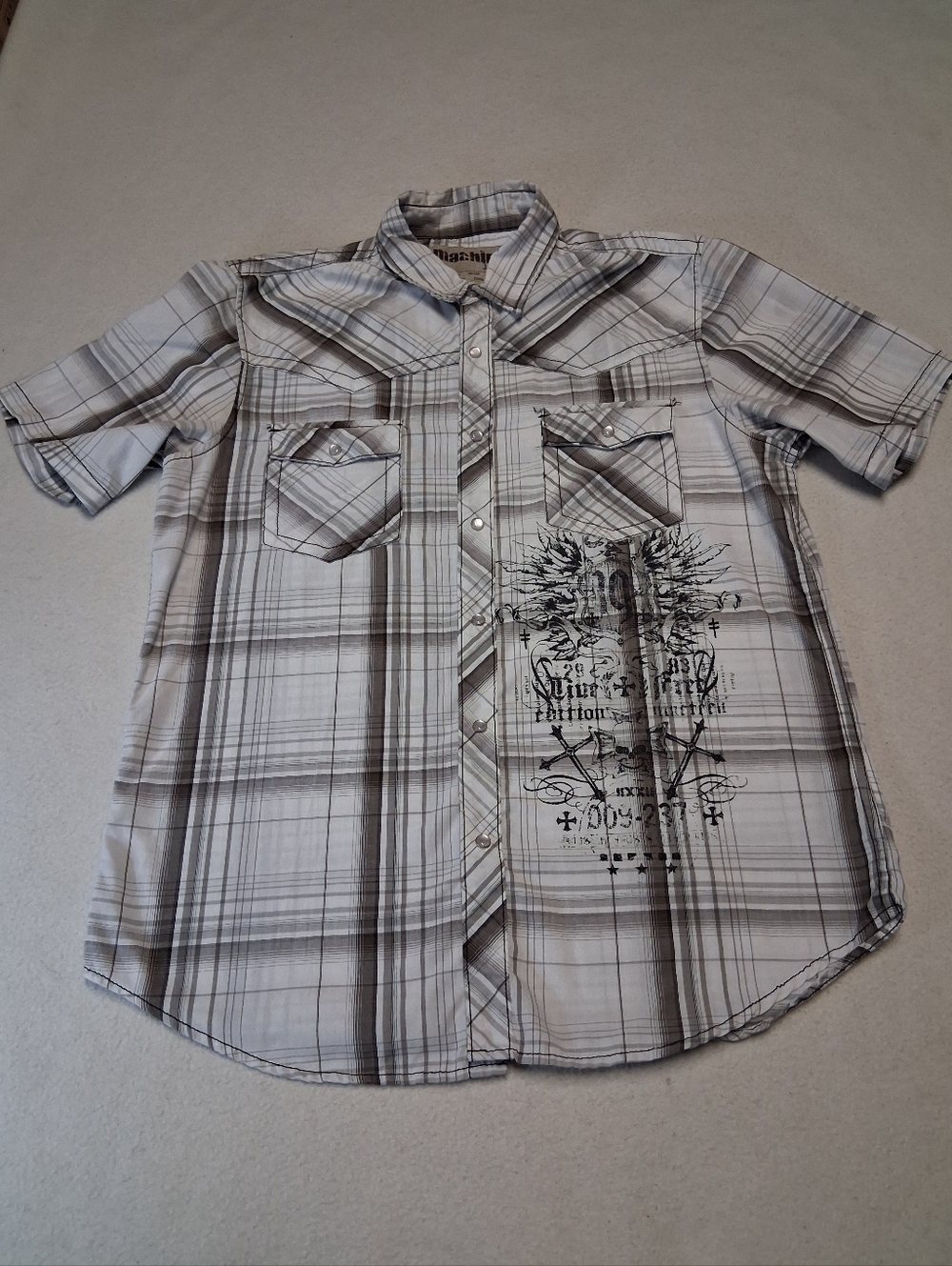 4/20$ Machine 1971 Grunge Western Men's Plaid Short-Sleeve Button-Down Shirt